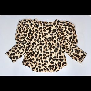 Gracia Puff-Sleeve Cheetah Top Size L